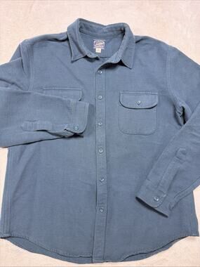 JCrew Blue Cotton Fleece Overshirt CPO Jacket Workwear Heritage Sz XL F8086